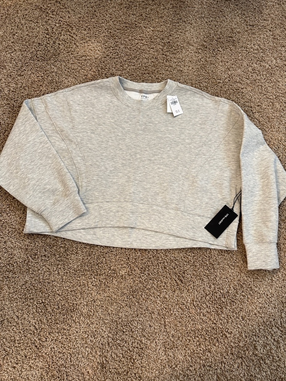 Abercrombie & Fitch NWT Heather Gray Cropped Crewneck Sweatshirt YPB neoKNIT XL